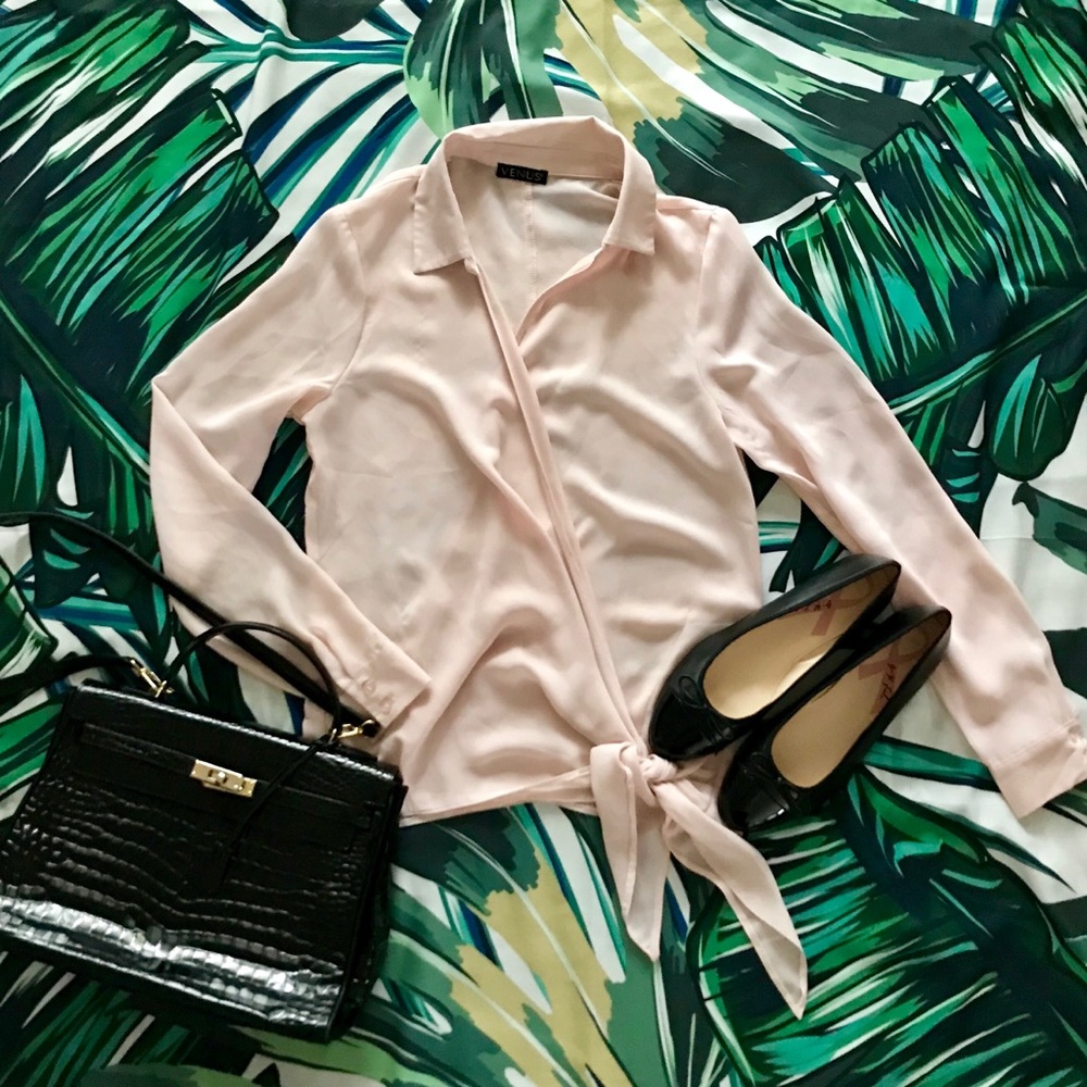 Venus Blush Collared Wrap Top
